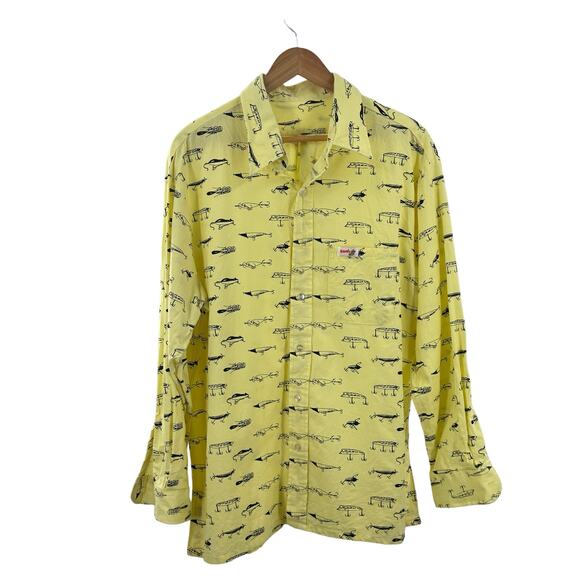 Bandit Vintage‎ Yellow Men’s XLarge Fishing lure Long Sleeve Button Down - Picture 1 of 9